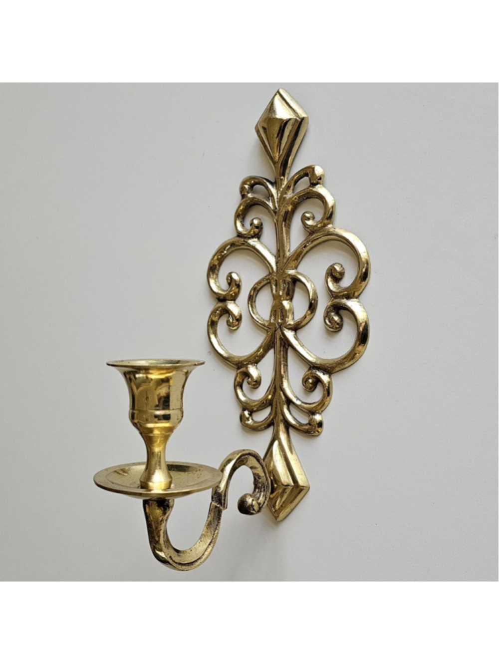 Vintage Ornate Solid Brass Wall Sconce – Made in India – 9.5"